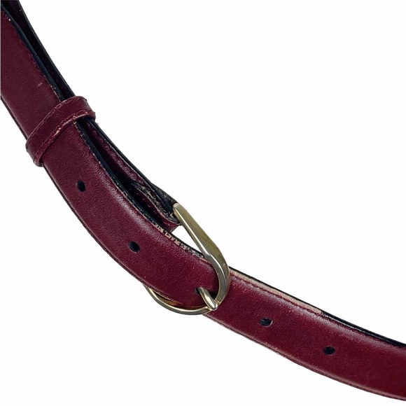 Christian Dior Leather Belt Size 36 Burgundy Red Gold - Picture 9 of 12